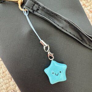 Charm Happy Star Powder Blue Air Dry Clay Clear Coated Handmade